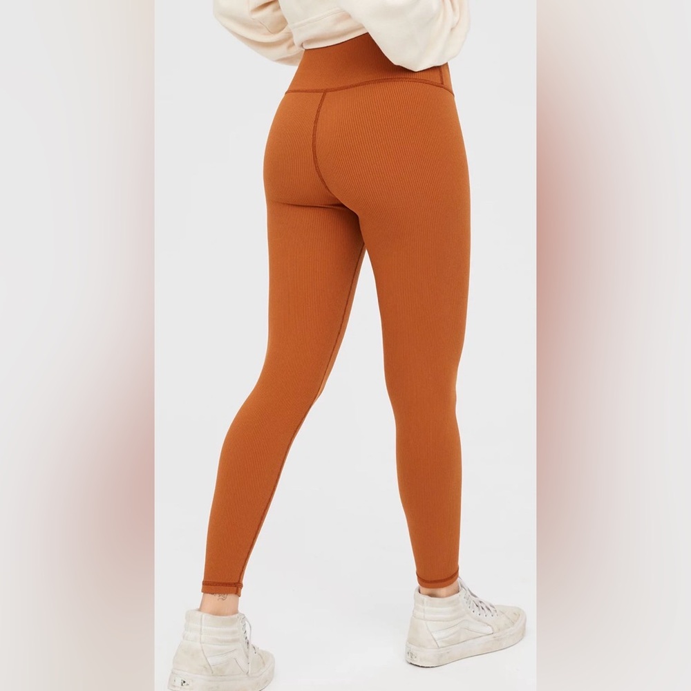 aerie Ribbed High-Waist Leggings in Burnt Orange